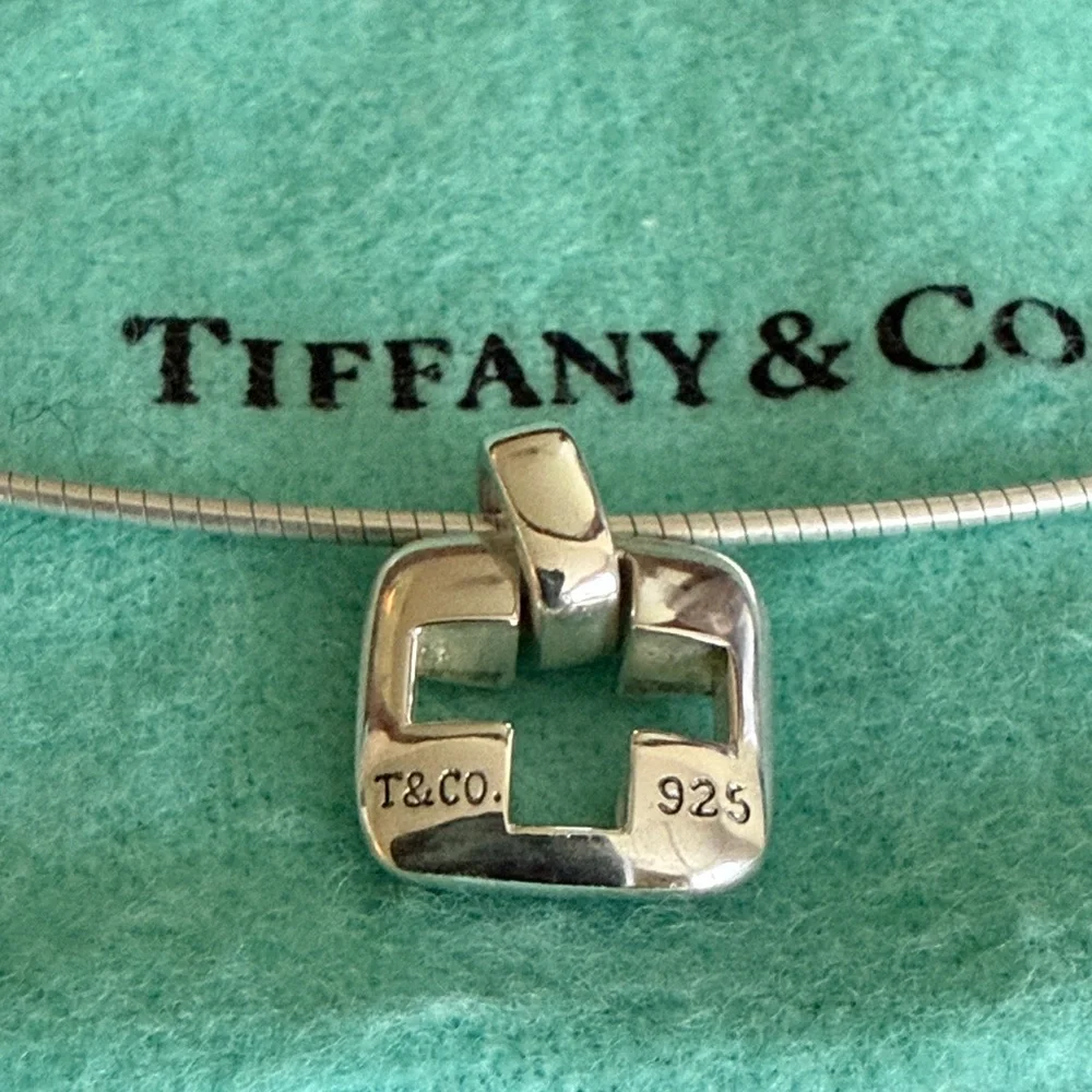 Tiffany & Co. Cross Cutout Pendant Omega Chain Necklace